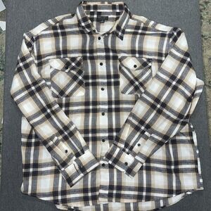 Steve's Jeans Long Sleeve Shirt Men's 4X Plaid Flannel Yellow Brown Blend
